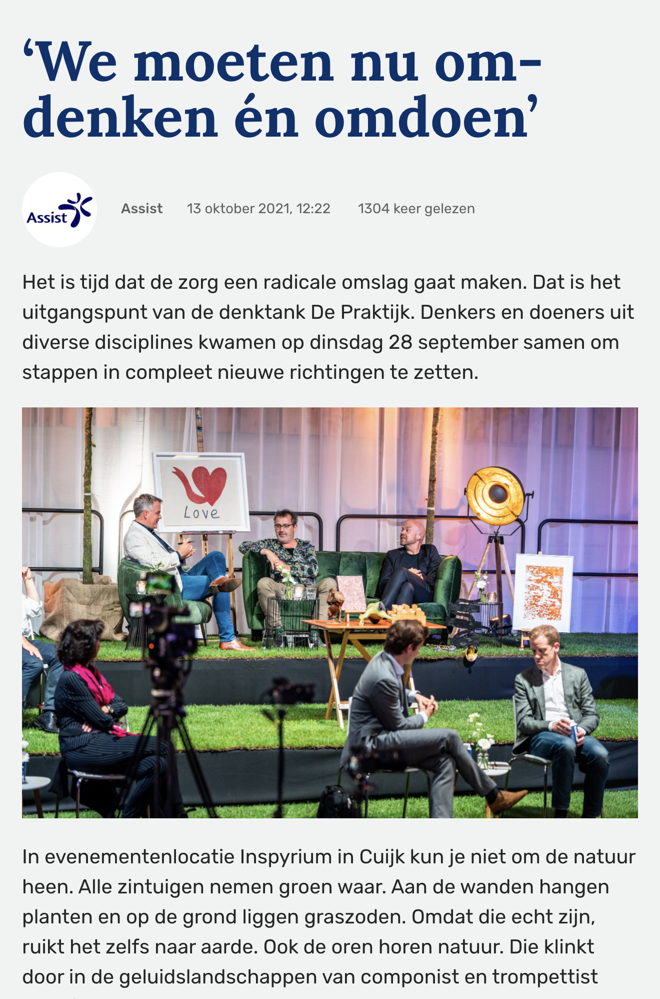 We moeten nu omdenken en omdoen